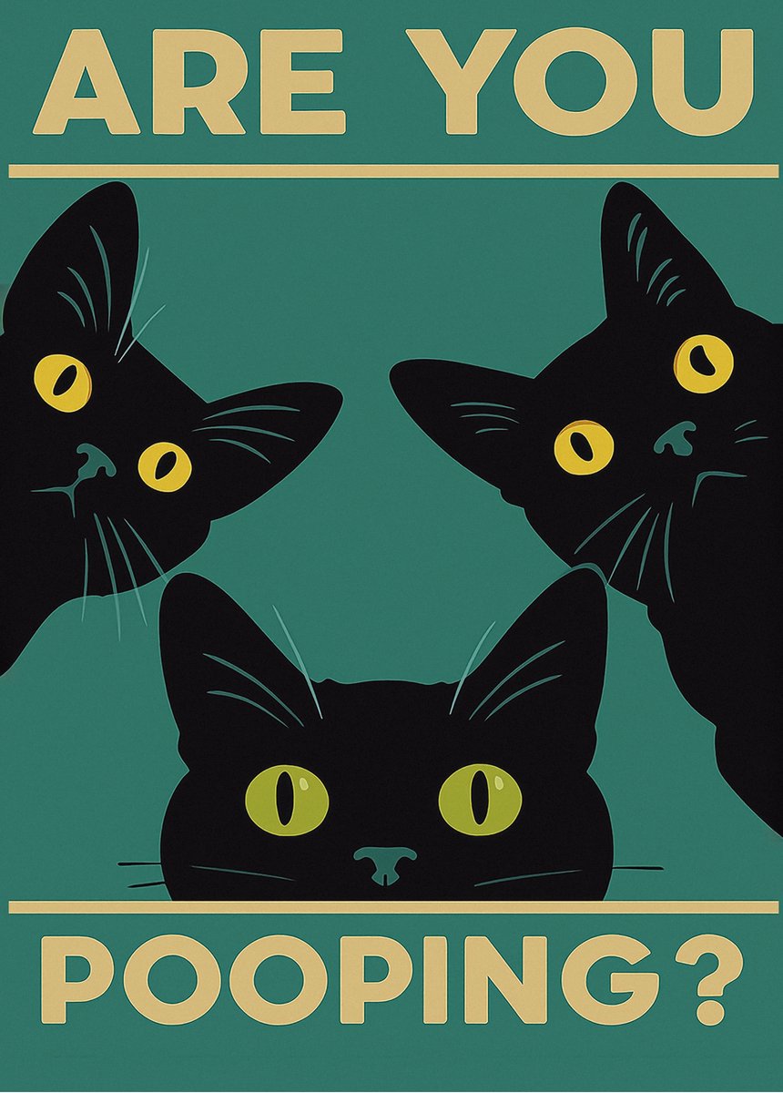 Are You Pooping? Grappige Katten Poster Ingelijst – A3 – Met Zwarte Lijst – Humor Wanddecoratie