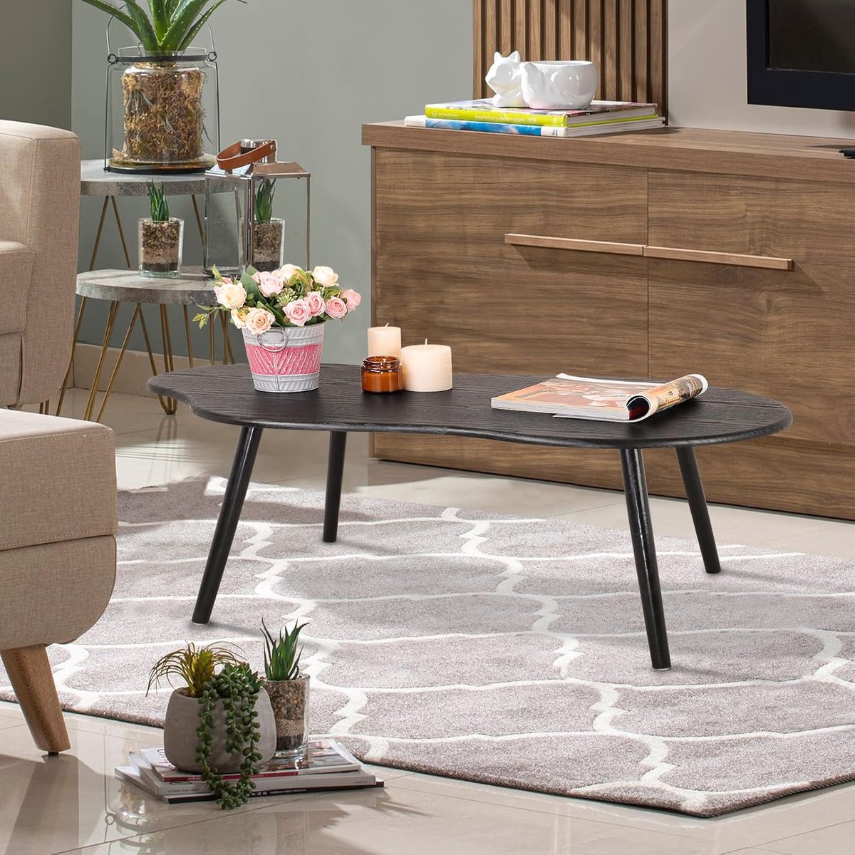 Salontafel 110 x 60 x 40 cm – Moderne Woonkamertafel met Wildeiken, DonkereEikenlook Tafelblad en Metalen Poten – Duurzame Koffietafel voor Woonkamer – Pauwhome