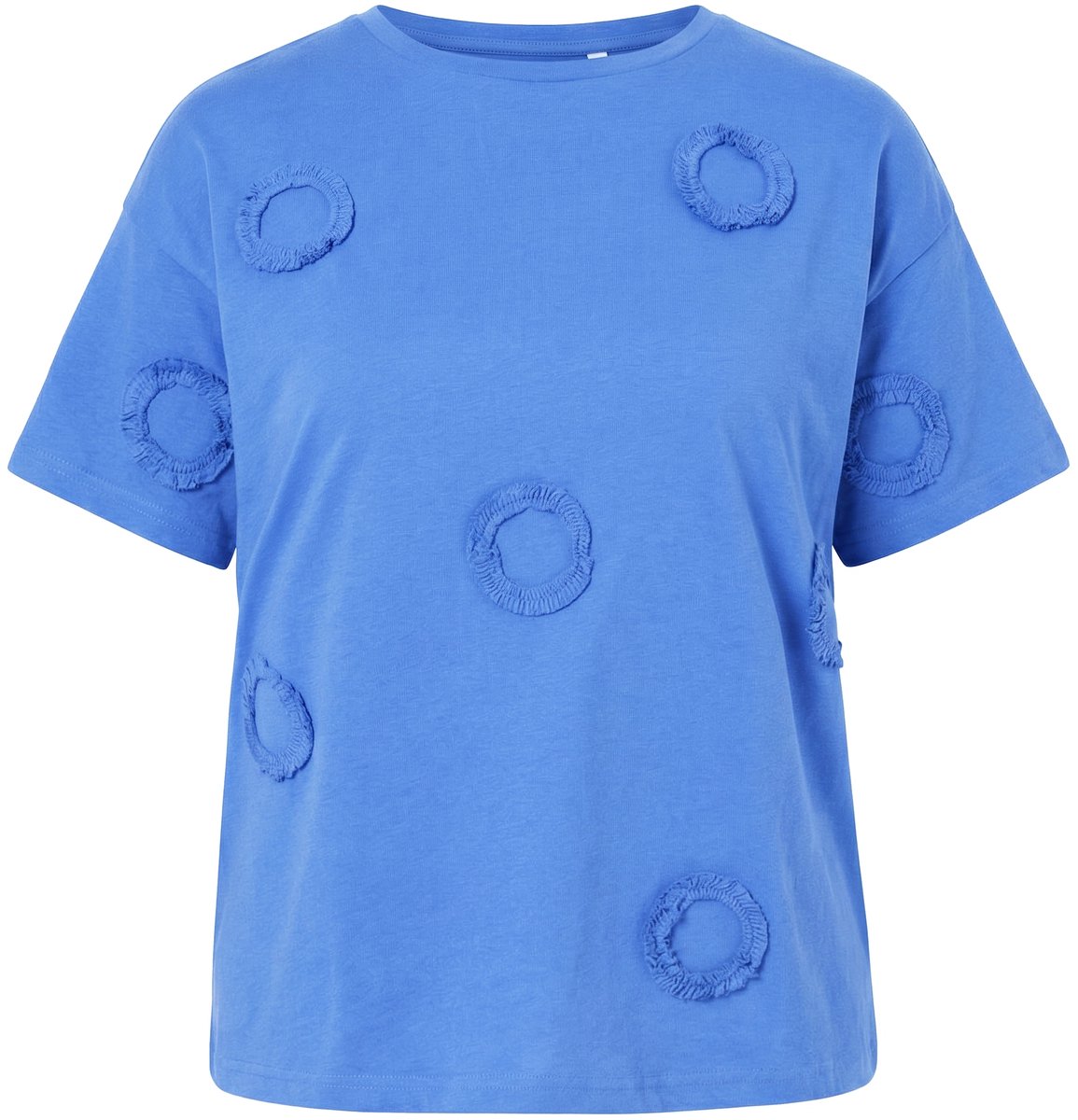 Studio Untold - Dames - T-shirt oversized stoffen stippen - Duifblauw - Maat 54+