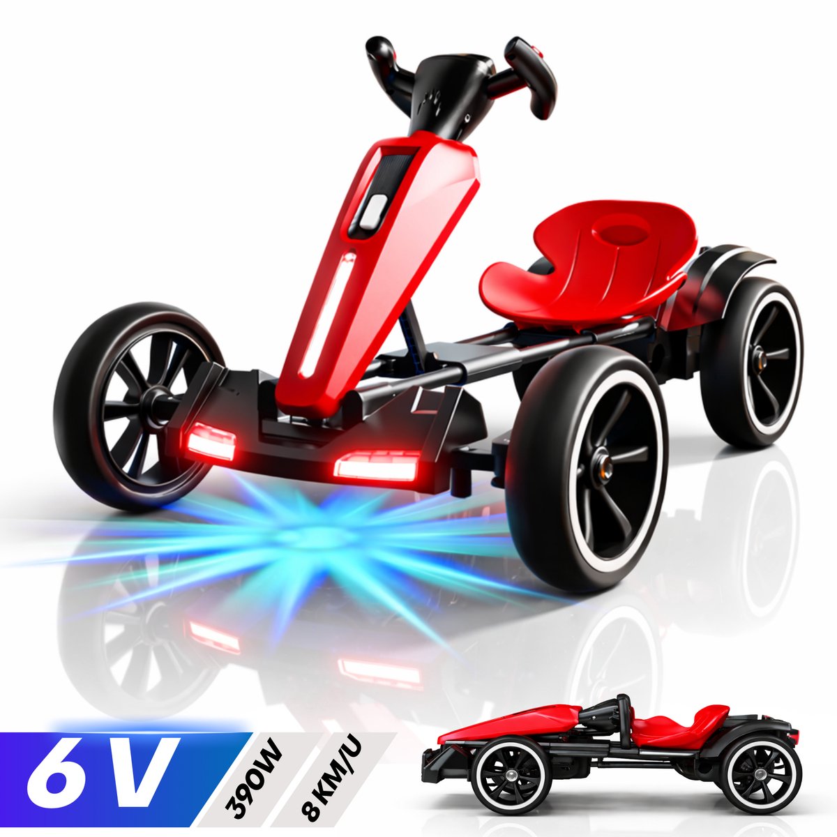 RoyalRC® Elektrische Go-Cart 6V - 8 km/u - 390 W - LED Verlichting - Elektrische kart - Kinderauto - elektrische auto voor kinderen accu