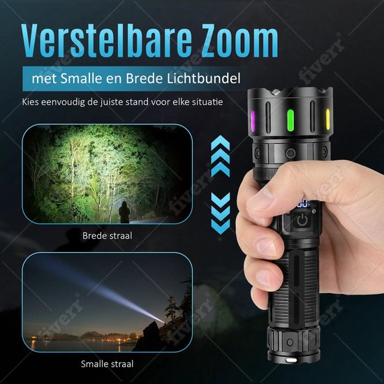 Lampe Torche LED Tactique Rechargeable - Haute Puissance - Alliage D'aluminium Noir