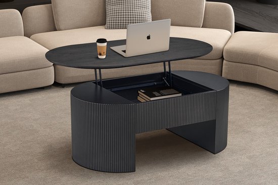 Table basse « Lagos » 120 cm, plateau relevable, Decor marron foncé