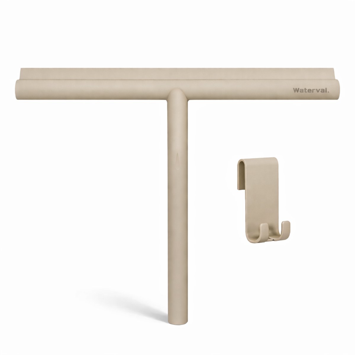 Waterval XL Douchewisser 33 cm – Siliconen Trekker voor Douchewand & Badkamer – Inclusief Ophanghaak – Streeploos – Taupe