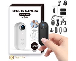 TRESTO - Mini Action camera - Recorder - HD sportcamera - Videocamera - 120° Groothoeklens - 1080P Bodycamera met magnetische lanyard-achterclip - 360° clip - Handsfree POV-camcorder met montageaccessoires voor fietsen, motorrijden, huisdieren
