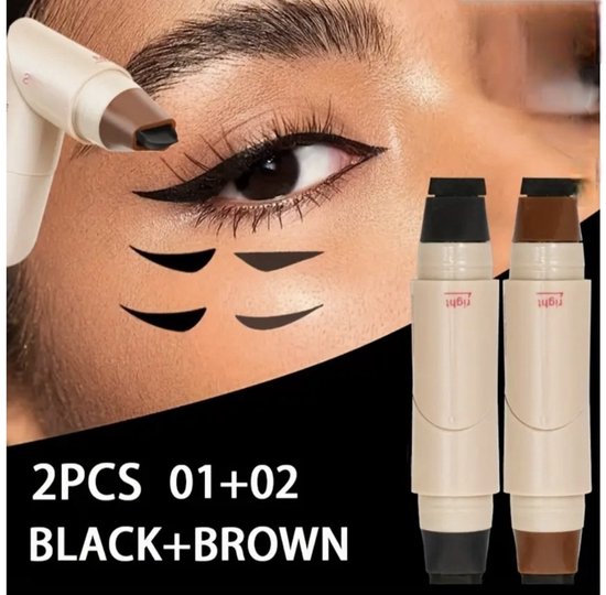 Set van 2 eyeliners: één zwarte en één bruine, met stempels voor een winged look.