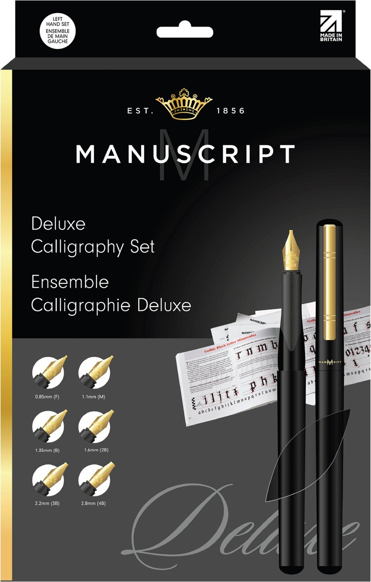 Manuscript-kalligrafieset de luxe linkshandigen