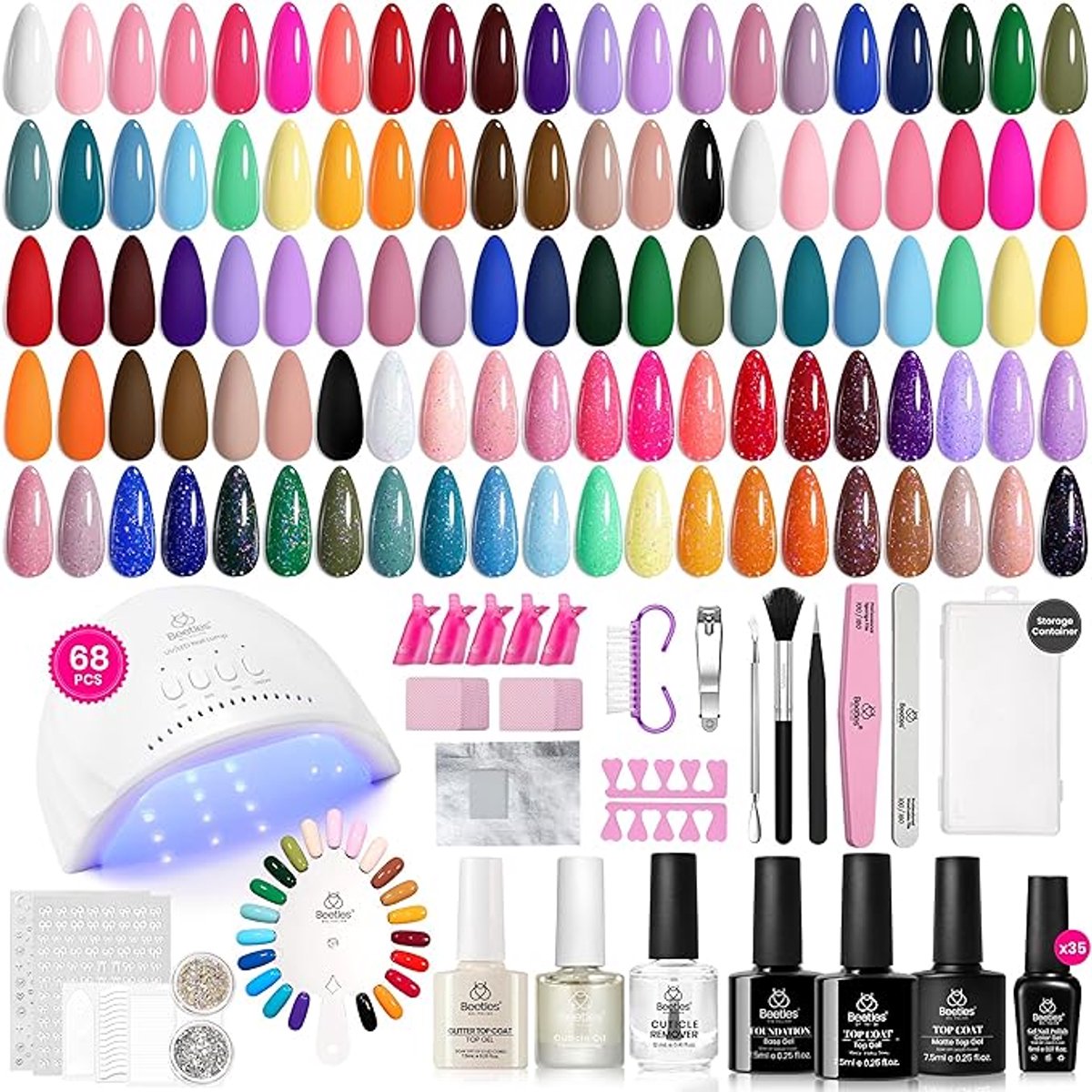 Nagellak set met UV licht, 68-delig Emotional Spectrum 35 kleuren.