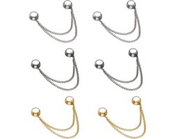 6 Stuks - Broekclip - Broekklem - Vest ketting - Magnetische Broek & T-Shirt Kleding Clip - Kleding Gesp - Broekpijp Verkorter - Bevestigingsclip voor broekspijp - Wasknijpers - Antislip Vaste Gesp - Roségoud, zilver en pistoolzwart