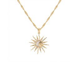 Goudkleurige ketting met zon en maan hanger – ketting voor dames – symbolisch ontwerp – ketting met hanger
