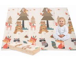foto van Speelmat Baby, Peuter & Kind 150x200 cm – Extra Dik Speelkleed – Voor Binnen & Buiten – Foam Kruipmat – Dubbelzijdig Opvouwbaar – Inclusief Opbergtas – Zacht & Veilig speelmat dieren & boom