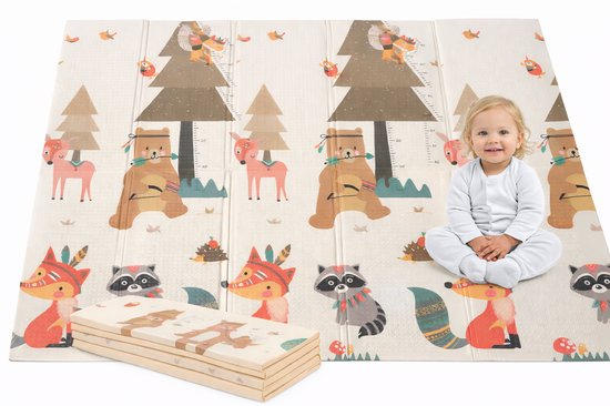 Aolso Babymat, 127 x 127 cm, opvouwbaar, antislip, katoen, kruipmat, mat voor kinderen om op de vloer te spelen, zacht en dik olifant Aolso Babymat, 127 x 127 cm, opvouwbaar, antislip, katoen, kruipmat, mat voor kinderen om op de vloer te spelen, zacht en dik olifant