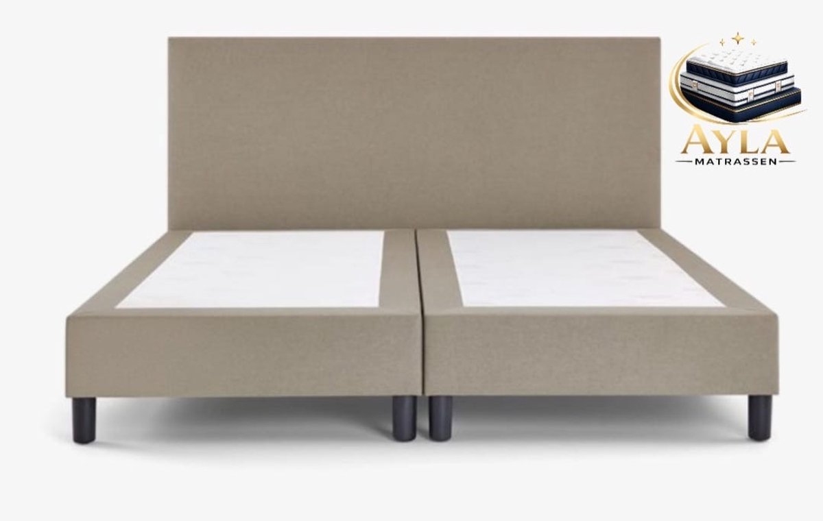 Boxspring Ayla Royal - 200x200 Zonder matras - Beige Glad - Ayla Matrassen - 2 persoons