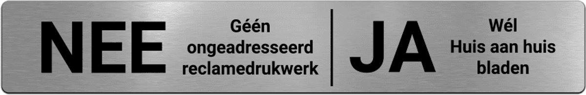 Brievenbusbordje RVS-look - NEE / JA - 15 x 2,5 cm - ronde hoeken - incl. 3M-tape | Gratis Verzending | Decoporta