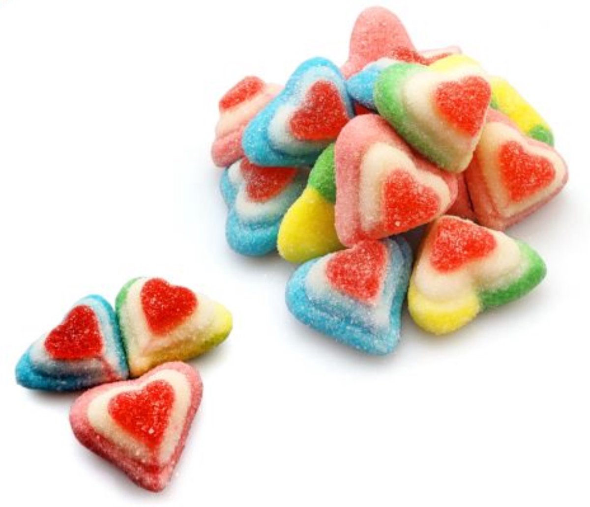 Dulce Plus - Gesuikerde 3D Gekleurde Hartjes Assorti - 1 Kilo - Halal