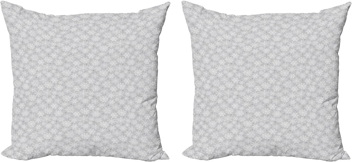 ABAKUHAUS Kerstkussenhoez set van 2, Sneeuw, 45x45 cm, Grijs en wit