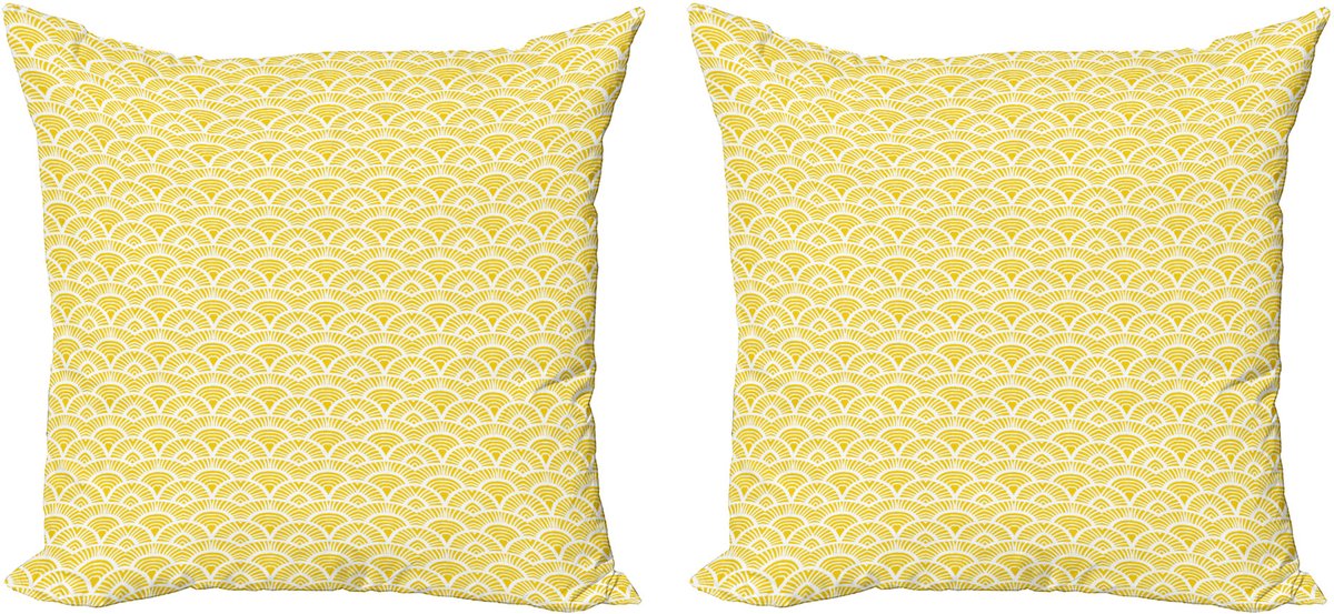 ABAKUHAUS Abstracte decoratieve kussenhoes, 2-pack, vintage boho-stijl, 40x40 cm, geel en wit