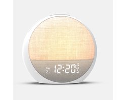 GroenLinQ Wake Up Light – Zonsopgang wekker met 30 slaapgeluiden – Nachtlampje 8 kleuren – Natuurlijk wakker worden & Ontspannen slapen