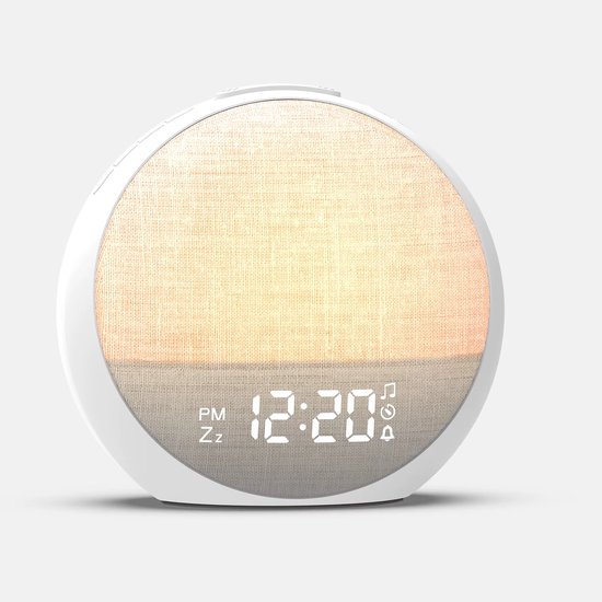 PZJFH Nieuwe Tafellamp, Lamp Met Oplaadfunctie Met Oplaadfunctie, Dimbaar Nachtlampje Met Omgevingslicht, Tafellamp Draadloos Met Bluetooth-Luidspreker, Wake-Up Light Wekker, Klok