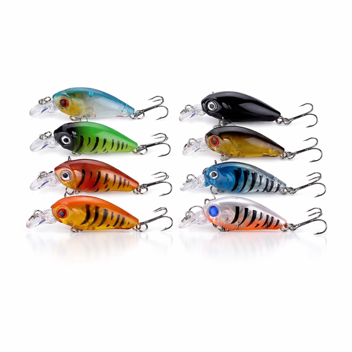 S&D | Crankbait pluggen set - 8 delig - 4.5cm 3.5g - Rammelaar - Kunstaas voor roofvissen