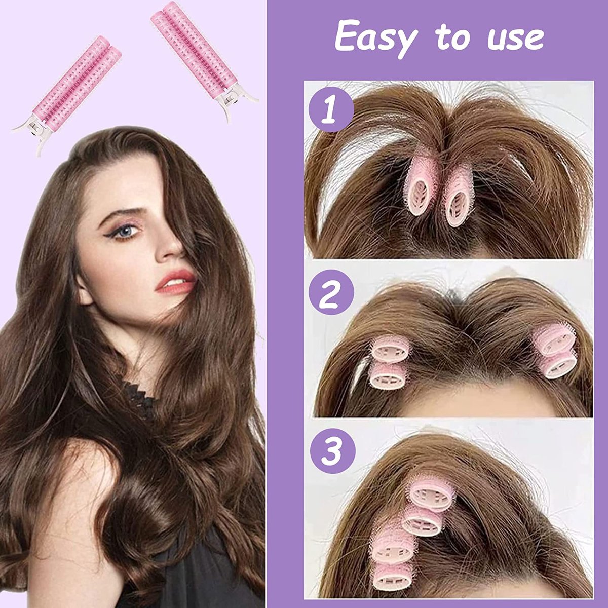 Haar - Haarclip - Volume haarclip - Haarklem - Haarspeld - Haarrollers met Clip - Heatless Curls - 2 stuks - Beauty Tools - Roze
