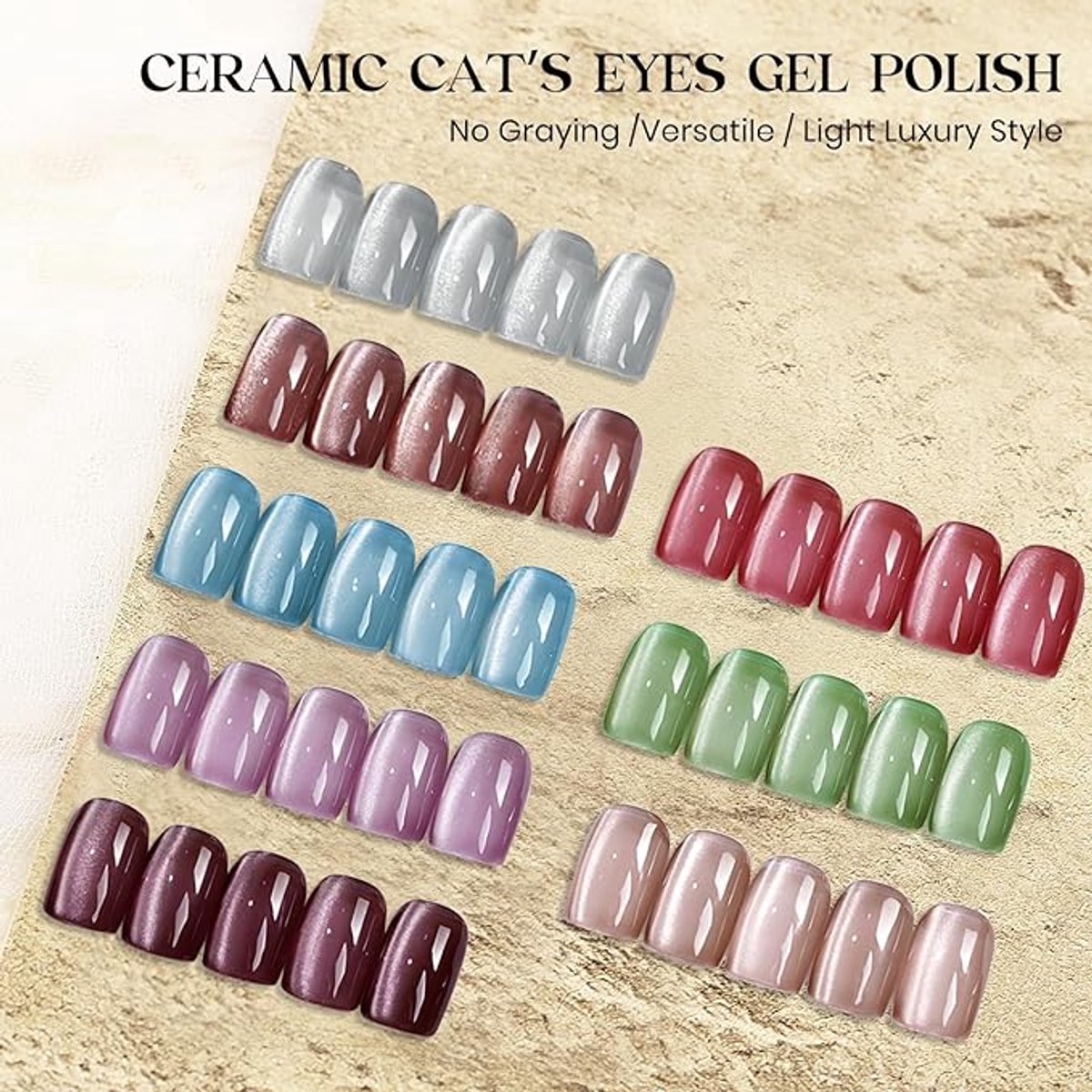 Cat-eye uv-gel nagellakset, 8 magnetische kleuren