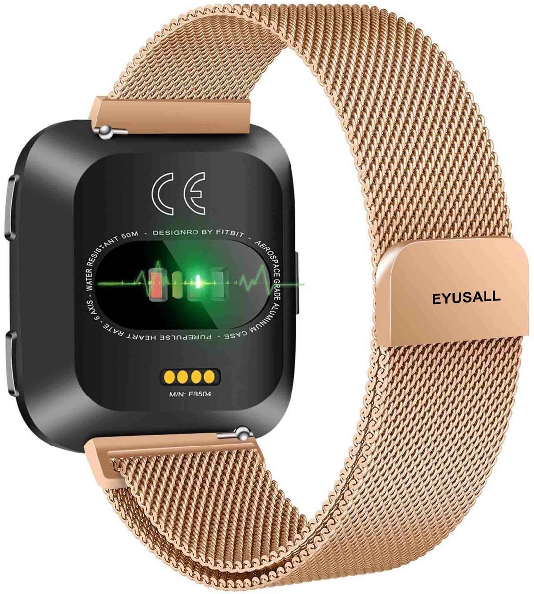 EYUSALL - Milanees Horlogeband - Voor Fitbit Versa/2/Lite/SE - Rosé Goud - Verstelbaar