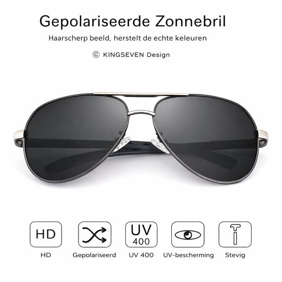 K Seven gepolariseerde zonnebril met HD, UV 400 bescherming en stevig montuur.