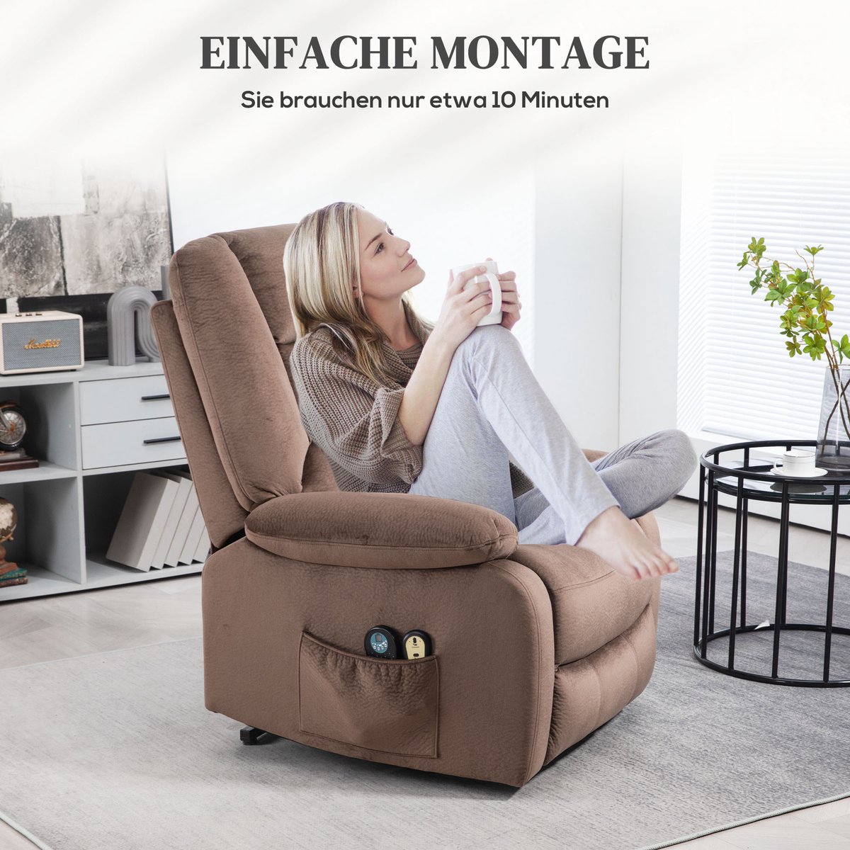 MH Handel Relaxfauteuil met Massagefunctie - Bruin - afbeelding 2