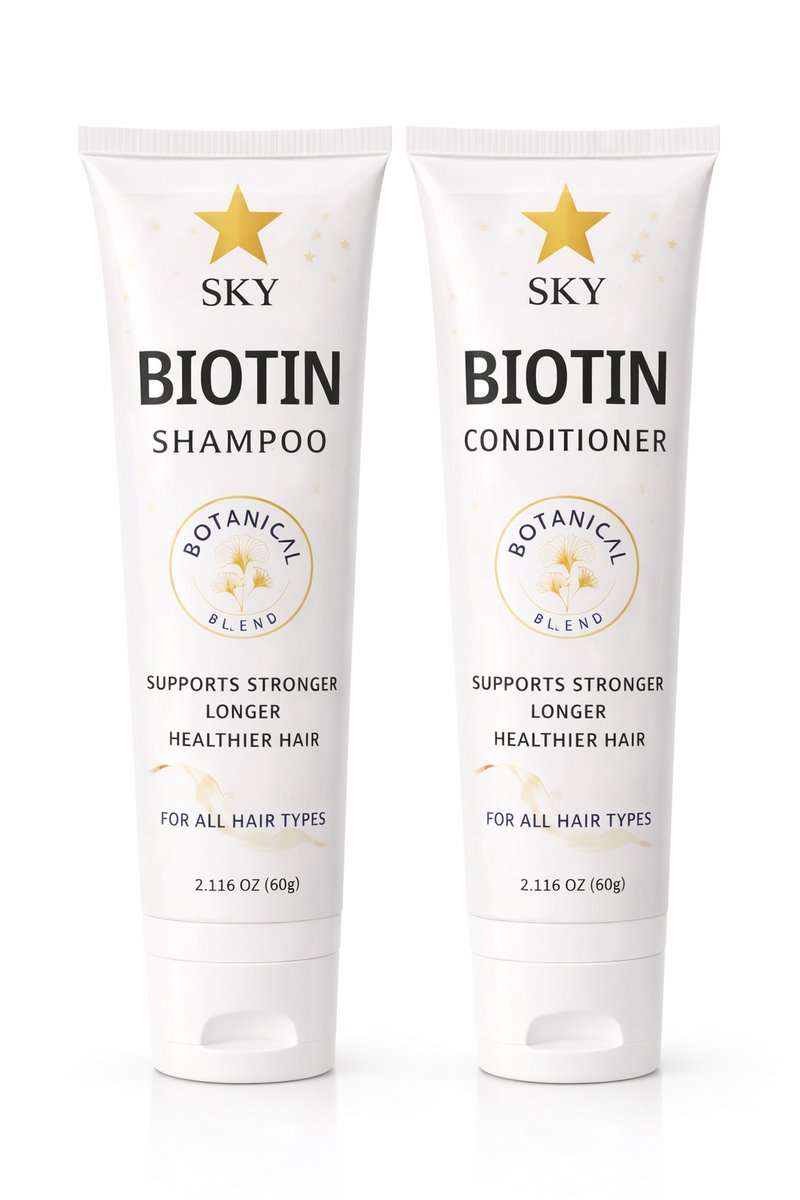 Biotine Shampoo & Conditioner 2-in-1 Set – Extra Geconcentreerd – Tegen Haaruitval – Voor Sterker & Gezonder Haar – Sulfaatvrij – Sky Cosmetics