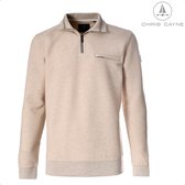 CHRIS CAYNE heren sweatshirt - XXL - gemeleerd - offwhite - korte rits - schipperskraag - borstzak