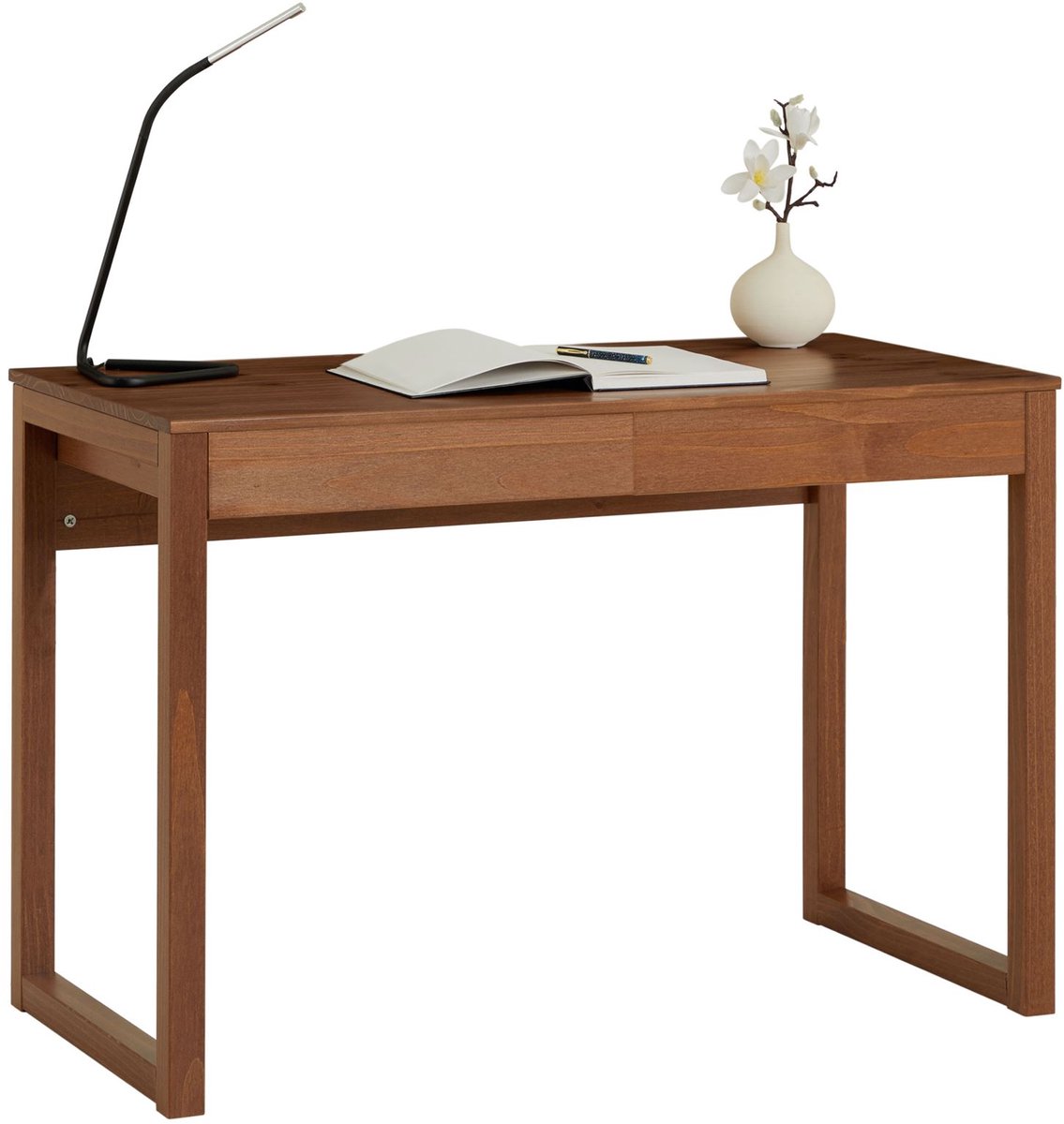 IDIMEX Bureau NOAH met 2 lades van massief hout - kastanjekleurig bruin