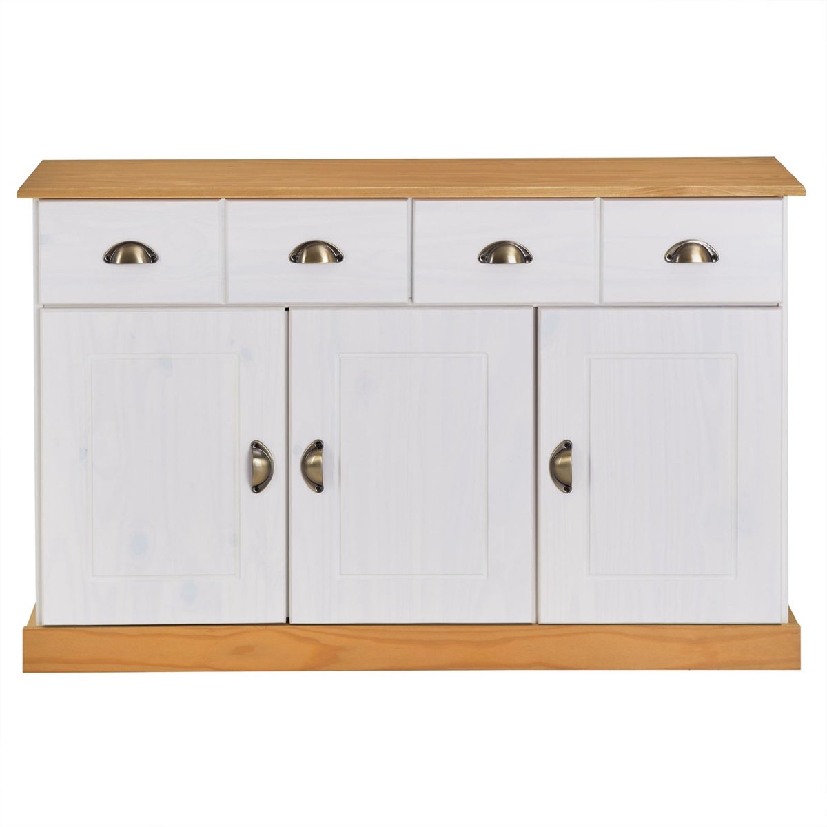 IDIMEX Sideboard PARIS 115 cm van massief hout - wit/bruin