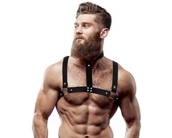 Fetish Submissive Attitude - Adjustable Eco-Leather Chest Harnas With Necklace For Men