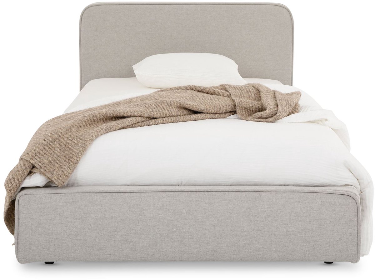 IDIMEX Gestoffeerd bed MARINI 90x200 cm met lattenbodem – Lichtgrijs