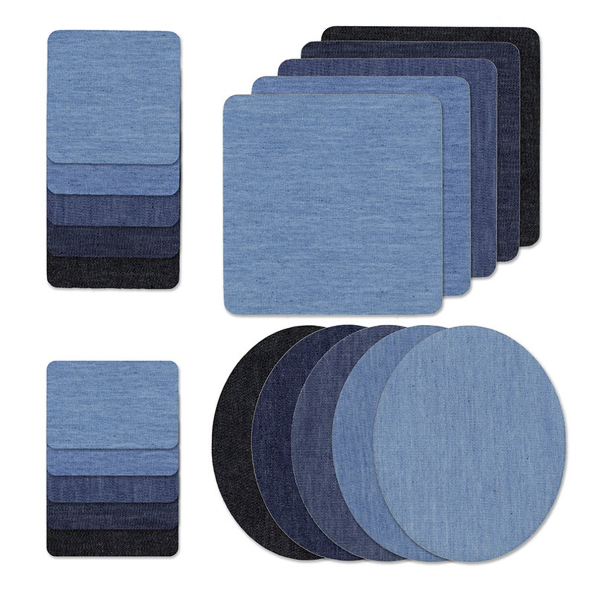 QTTVBTNA -20 strijkbare denim patches – Binnenkant, blauwe tinten, voor reparatie en decoratie van jeans