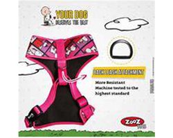 ZooZ pets - hondentuig - harnas - Snoopy - M - roze+ - verstelbaar wasbaar - beagle - franse buldog ....nek 40 cm - borst 42-59 cm-