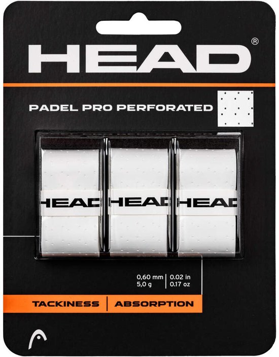 Head Padel Pro Perforated Overgrip - Padelgrip - Padel Overgrip - 3 Stuks - Wit Head Padel Pro Perforated Overgrip - Padelgrip - Padel Overgrip - 3 Stuks - Wit