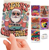 Inspra Studio – Luxe Kerstkaarten met Enveloppen – 6 Stuks – Jaren 60 Wenskaarten Set 1 – Artistieke Illustraties met Nostalgische Retro Stijl