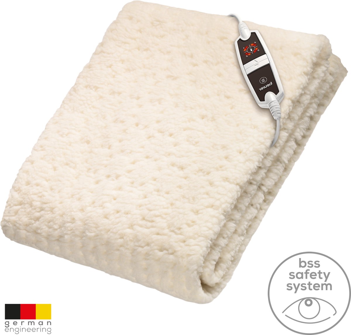 Beurer UB 53 Teddy Single Elektrische deken - Onderdeken - 150 x 80 cm - 4 Warmtestanden - Automatische uitschakeling - Teddy/Fleece - Machinewasbaar - 5 Jaar garantie - Wit
