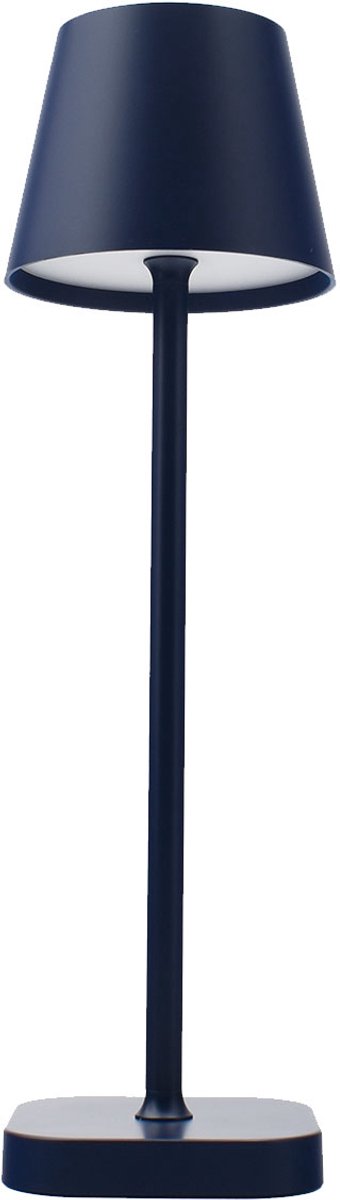 FlinQ Tafellamp Lume - Tafellamp Oplaadbaar - Tafellamp slaapkamer - Oplaadbaar - Dimbaar met geheugenstand - 3 lichtstanden - 38cm - Blauw