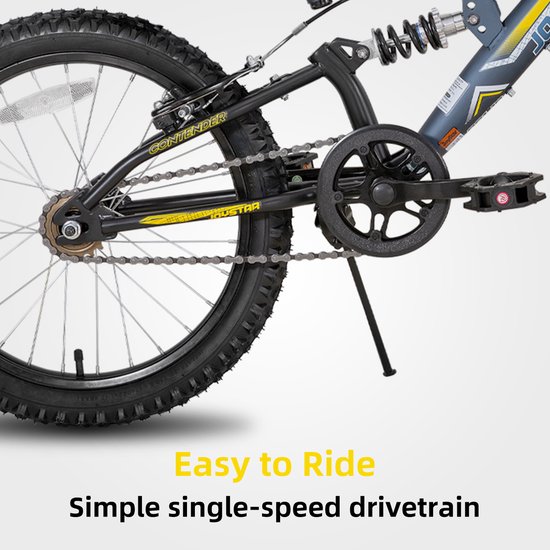 Joystar Contender Full Suspension Kinder Mountainbike - 20" - Handrem - Rem - Bel - Spatborden - Blauw van JOYSTAR — afbeelding 5