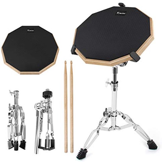 Kmise Drumtraining set met snaredramhouder en 30,5 cm stille dubbelzijdige stille drumstokken met houder en eetstokjes