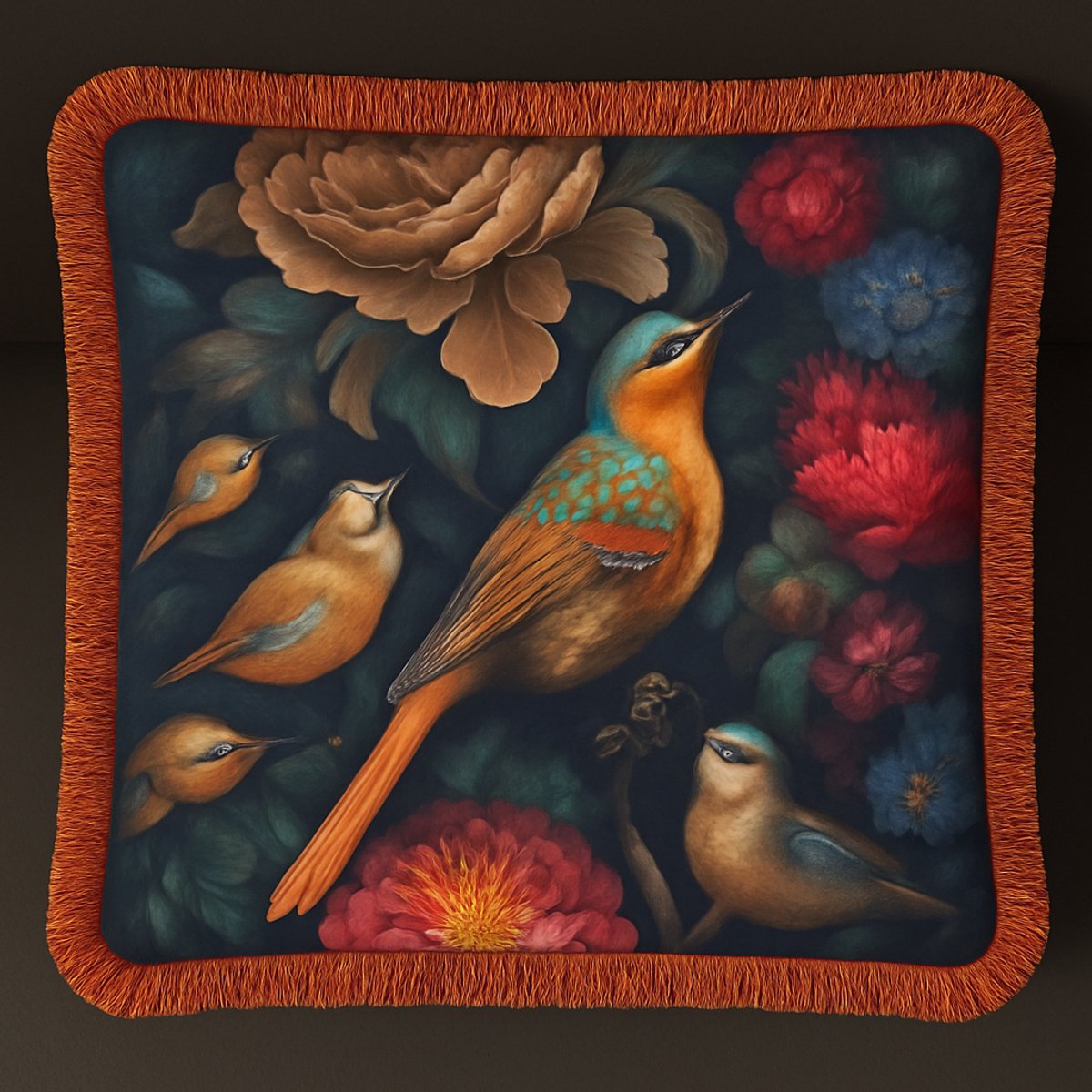 De Groen Home Luxe Kussensloop - kussenhoes - Sierkussenhoes - hoes voor sierkussens - met Volants – 45x45 cm – Vogels - Fluweelzacht, Kleurrijk & Stijlvol - De Groen Home