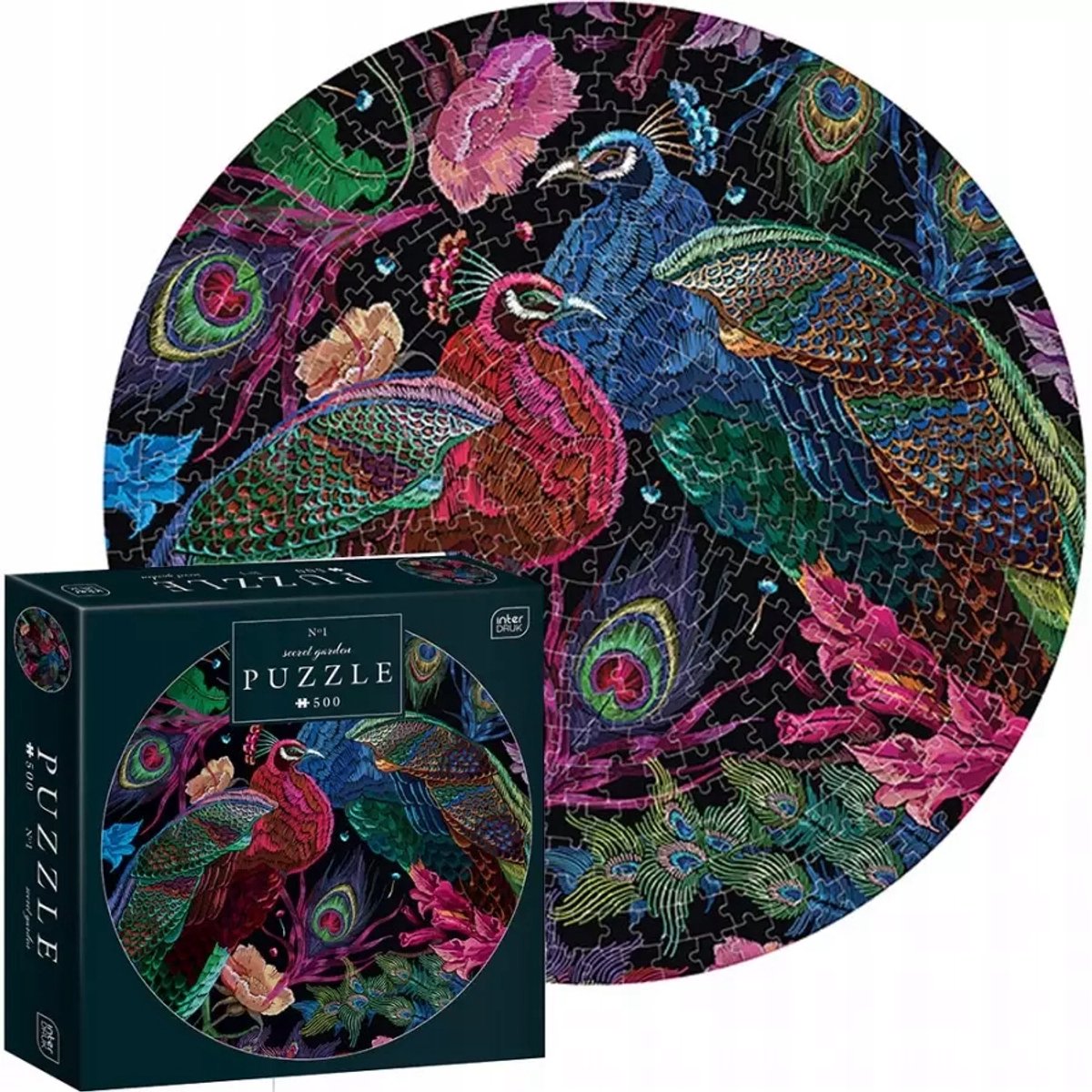 Interdruk Puzzel 500 Stuk - Kleuren van de Natuur, Rond Pauw