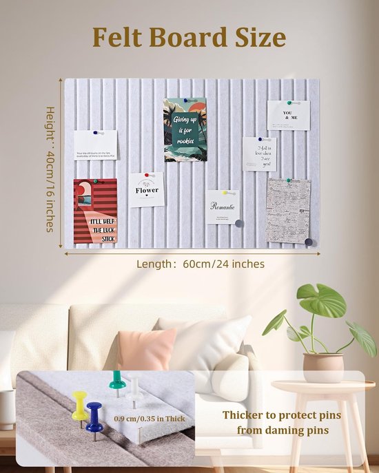 LOMUG Vilten prikbord, groot, zelfklevend, decoratieve viswand