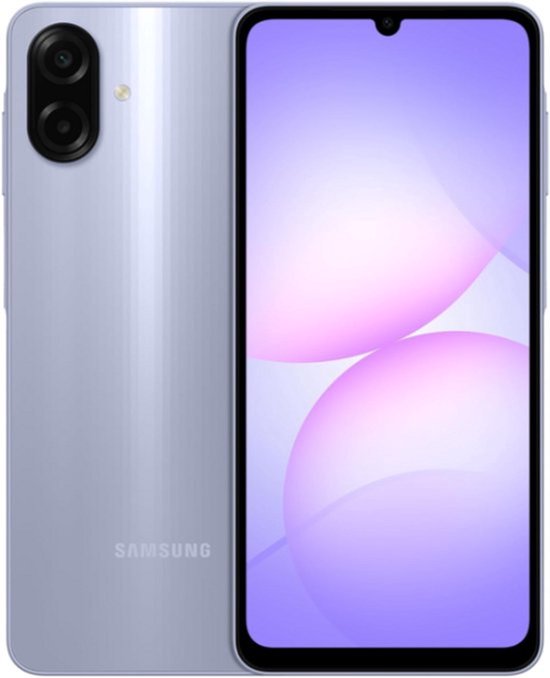 Samsung Galaxy A07 smartphone paars 128GB opslag 6,7″ HD+ scherm 50MP camera 5000mAh batterij Dual SIM microSD