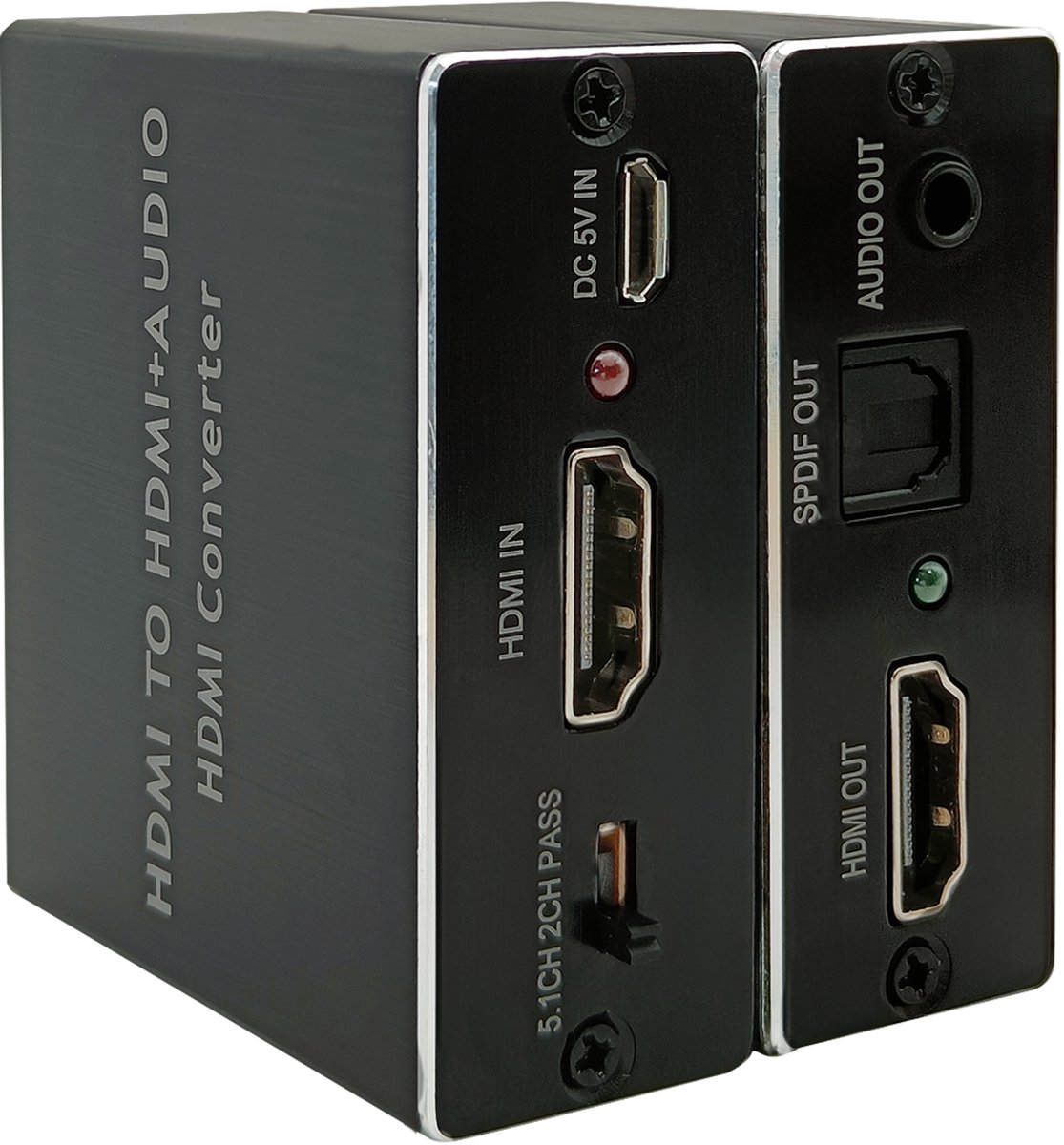 HDMI Audio Extractor - HDMI naar HDMI - 3.5mm Jack Audio - Optische Extractor - TV, Laptop, PC & Gameconsoles - Met Voedingsadapter