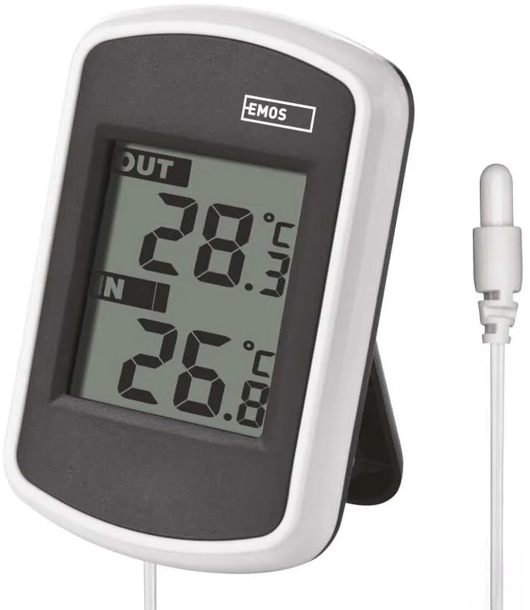 Emos Thermometer met Sensor - Thermometer Binnen en Buiten - Weerstation - E0041 - Wit