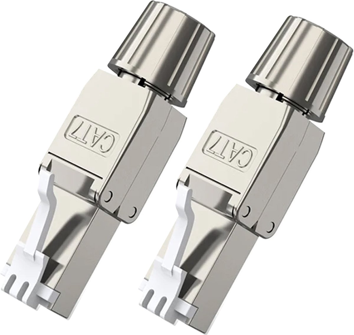 RJ45 Netwerkplug - CAT 7 STP - Voor 9mm kabeldiameter - Gereedschapsvrije Netwerkplug - Grijs - 2 stuks
