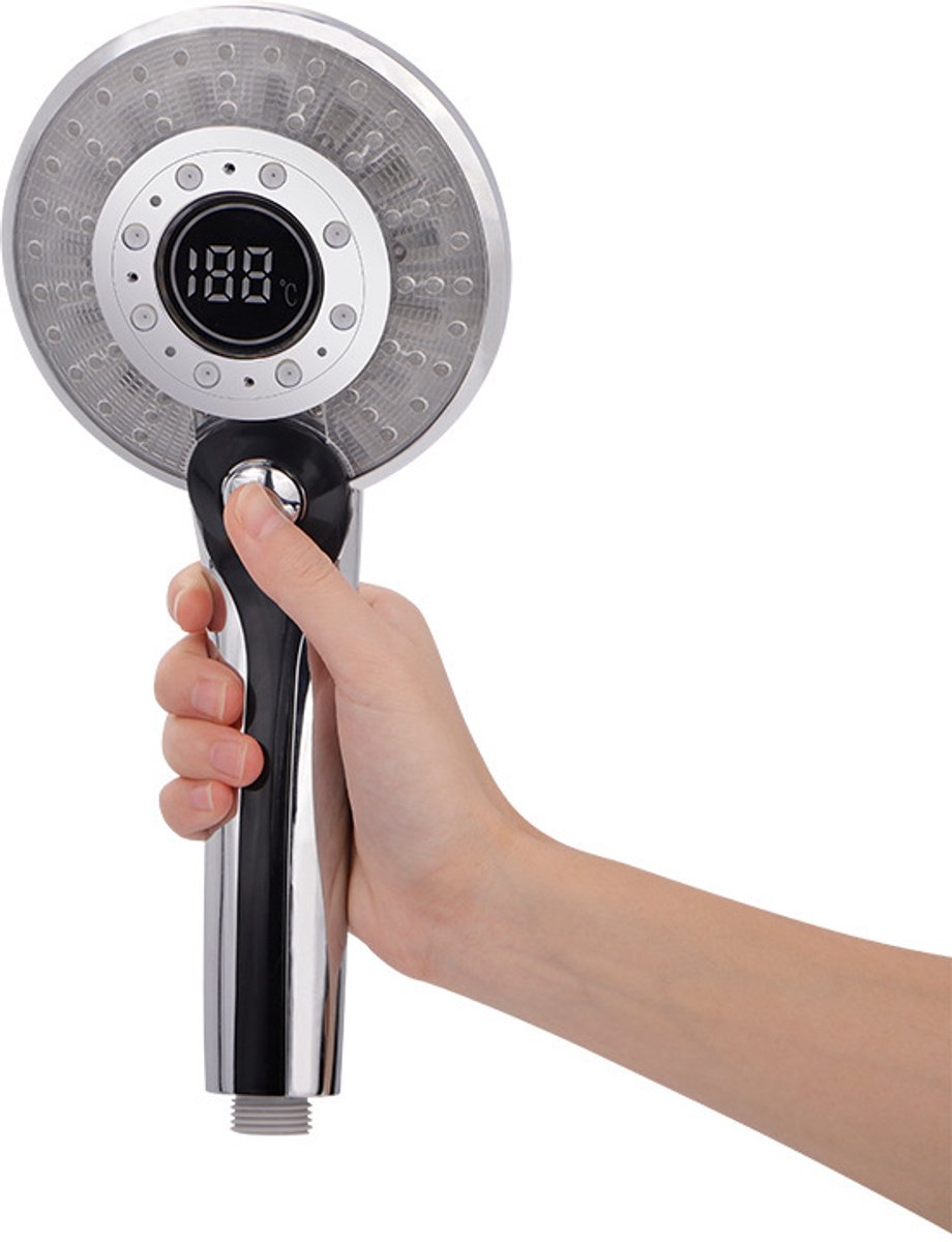 Led-douchekop, led-douchekop, 3 kleuren, temperatuurregeling, handdouche met digitale temp